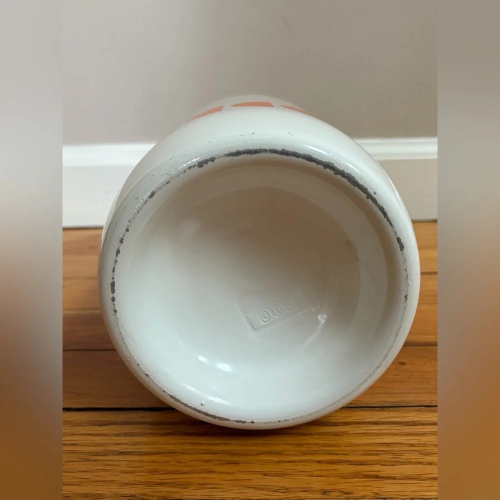 BOC Vintage White & Orange Slice Soda Seltzer Syphon Bottle Canister Barware